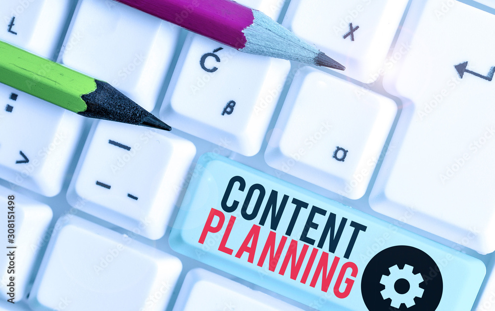 Poster conceptual hand writing showing content planning. concept meaning establish a fluid workflow around 