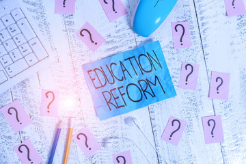 Handwriting text writing Education Reform. Conceptual photo planned changes in the way a school...