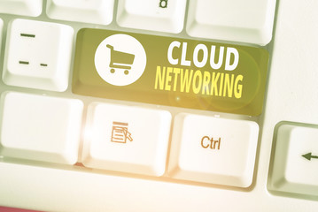 Word writing text Cloud Networking. Business photo showcasing sourcing and utilization of one or...