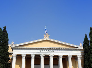 Fototapeta na wymiar The Zappeion is a building in the National Gardens of Athens in the heart of Athens, Greece. It is generally used for meetings and ceremonies, both official and private.