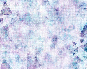 Faded Textured Grid Paper Illustration with Purple Triangles
