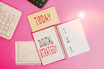 Word writing text Digital Strategy. Business photo showcasing plan for maximizing the business...