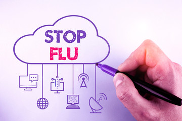 Word writing text Stop Flu. Business photo showcasing Treat the contagious respiratory illness...