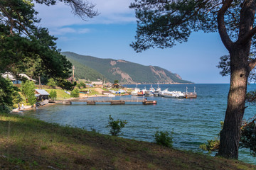 A pier on the shore of Lake Baikal in the village of Big Koty © tilpich