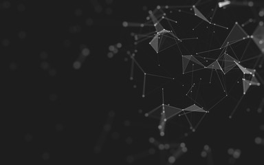 Abstract background. Molecules technology with polygonal shapes, connecting dots and lines. Connection structure. Big data visualization.