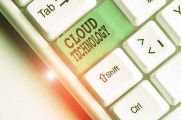 Conceptual hand writing showing Cloud Technology. Concept meaning on deanalysisd availability of...