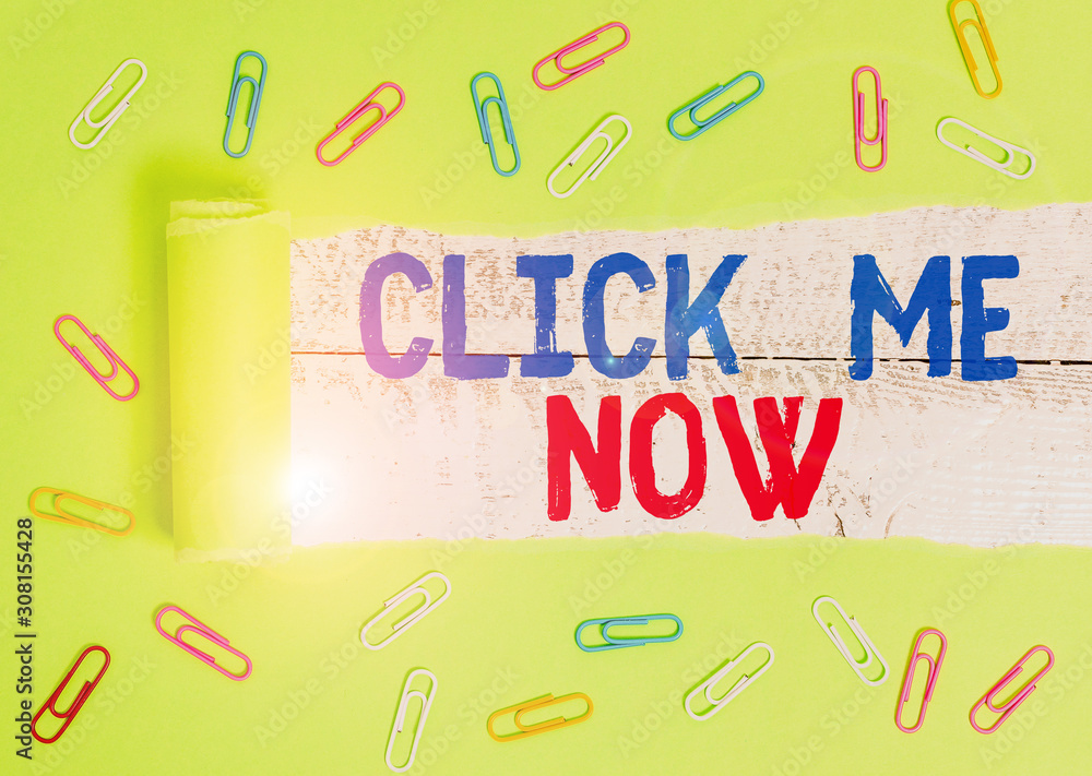 Poster text sign showing click me now. business photo text internet helping desk press the button online ic