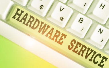 Word writing text Hardware Service. Business photo showcasing act of supporting and maintaining...