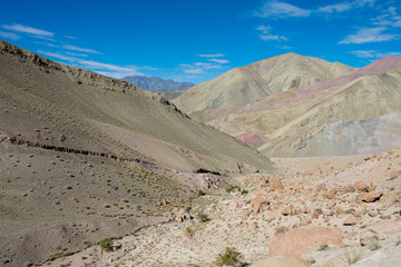Ladakh, India - Aug 23 2019 - Beautiful scenic view from Between Hemis Shukpachan and Tingmosgang (Temisgam) in Sham Valley, Ladakh, Jammu and Kashmir, India.