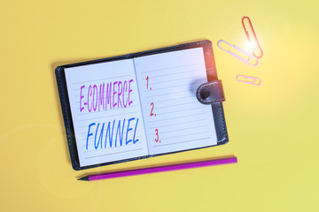 Conceptual hand writing showing E Commerce Funnel. Concept meaning a tool used to optimise the...