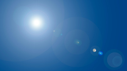 Overlay, flare light transition, effects sunlight, lens flare, light leaks. High-quality stock images of warm sun rays light effects, overlays or golden flare isolated on blue background for design
