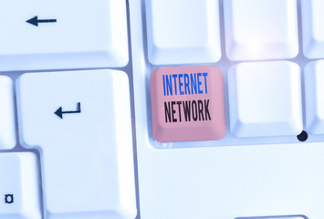 Writing note showing Internet Network. Business concept for connects computers together globally...