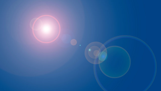 Overlay, flare light transition, effects sunlight, lens flare, light leaks. High-quality stock images of warm sun rays light effects, overlays or golden flare isolated on blue background for design