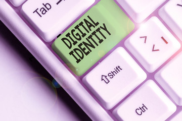 Writing note showing Digital Identity. Business concept for networked identity adopted or claimed...