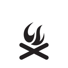 Campfire with firewood icon isolated on white background.
