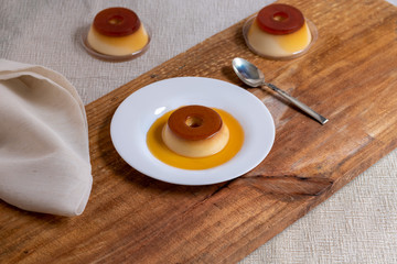 homemade caramel custard pudding or milk pudding