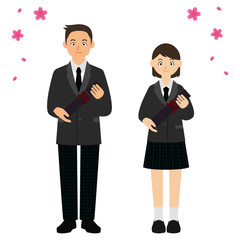 卒業証書を持った学生