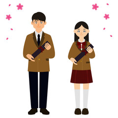 卒業証書を持った学生