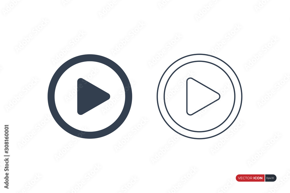 Poster play button icon media player sign. flat vector icon design template element