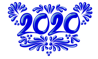 Obraz premium design new year 2020 in mexican art talavera 