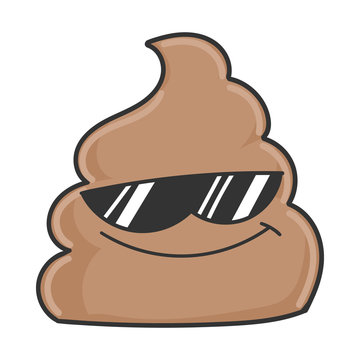 recommend clip art: Cool sunglasses poop cartoon character isolated on white