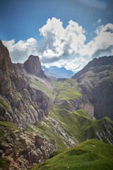 Fototapeta premium Beautiful view of the mountains with clouds