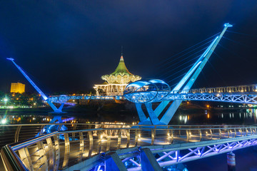 Fototapeta na wymiar Darul Hana Bridge Kuching Waterfront