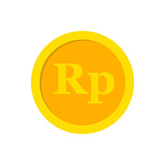 Rupiah coin icon. Currency rupiah symbol. Coin vector icon. Yellow gold money symbol. Flat vector illustration. 