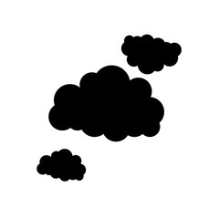Black clouds on white background isolated vector.