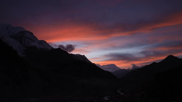 Epic big mountain landscape trekking the famed Annapurna Circuit in Nepal, 2019. Himalaya. Mountains.
