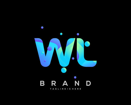 Initial letter WL logo with colorful, letter combination logo design for creative industry, web, business and company. - Vector