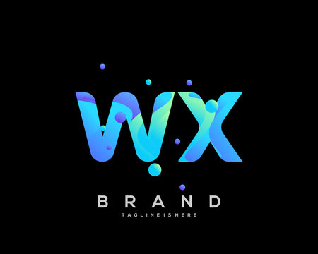 Initial letter WX logo with colorful, letter combination logo design for creative industry, web, business and company. - Vector