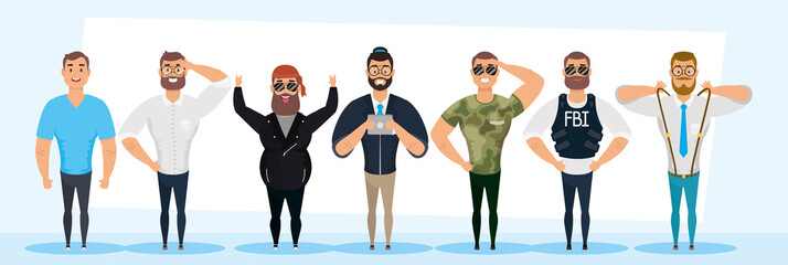 group of big men characters