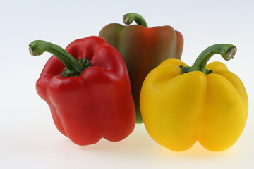 Group Sweet bell pepper on white background.