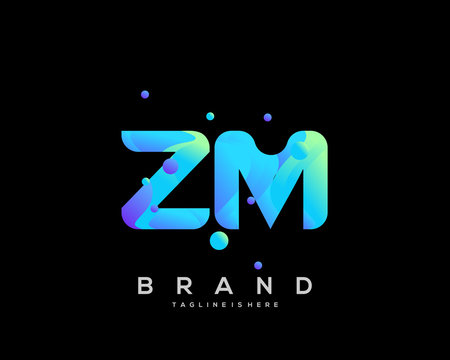 Initial letter ZM logo with colorful, letter combination logo design for creative industry, web, business and company. - Vector