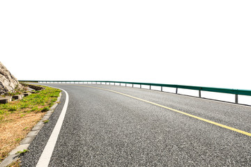 Empty asphalt road highway ground and white background.