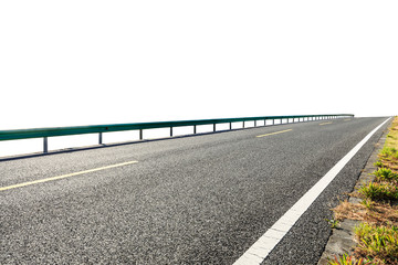 Empty asphalt road highway ground and white background.