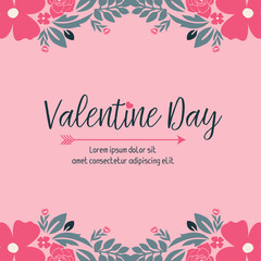 Fototapeta na wymiar Card collection of valentine day, pink flower frame plant. Vector
