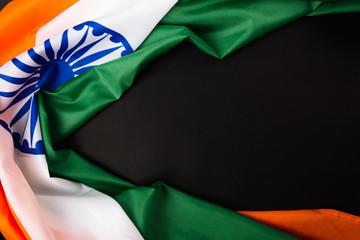 Obraz premium Indian republic day, flat lay top view, Indian flag