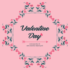 Text for valentine day, with modern leaf flower frame. Vector