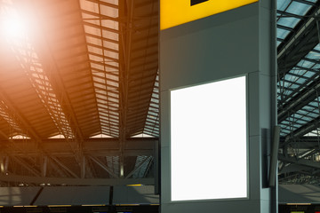 full blank advertising billboard at airport background large LCD advertisement	