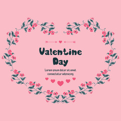 Obraz premium Text for valentine day, with modern leaf flower frame. Vector