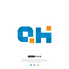 QH Q H Logo Monogram with Blue and yellow Colors. modern letter logo design