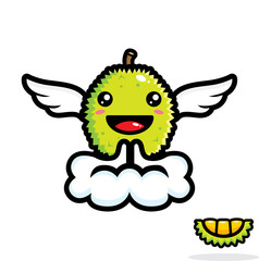 vector design of winged durian mascot
