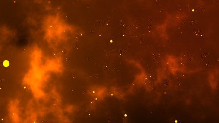 abstract gold particles with flare blackground.