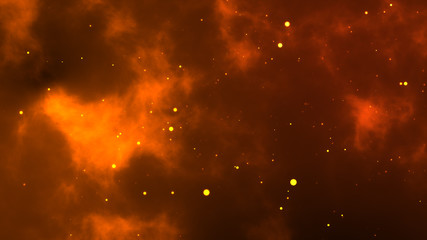 abstract gold particles with flare blackground.