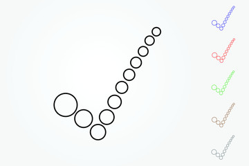 Colorful correct sign vector with circles on white background illustration