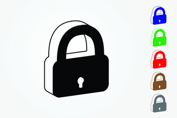Colorful padlock vector for security system on white background illustration