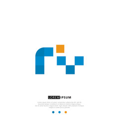Fototapeta premium RV R V Logo Monogram with Blue and yellow Colors. modern letter logo design