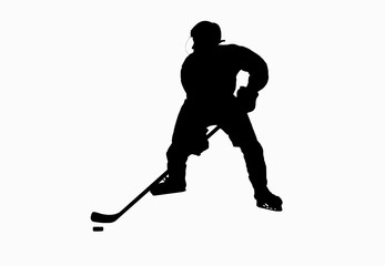 Male Hockey Player with Puck